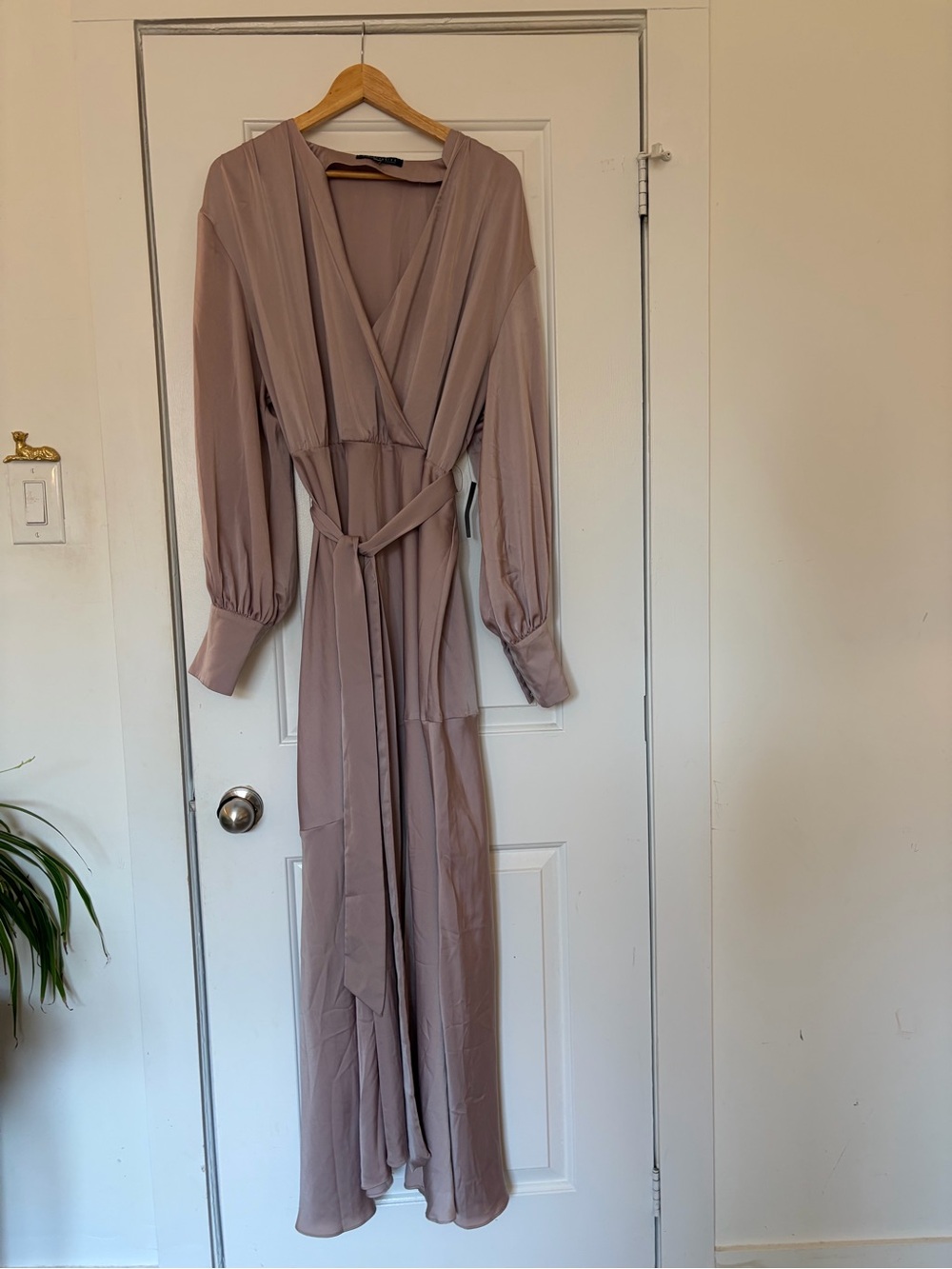 Eloquii Dusty Mauve Wrap Maxi Dress with Tie